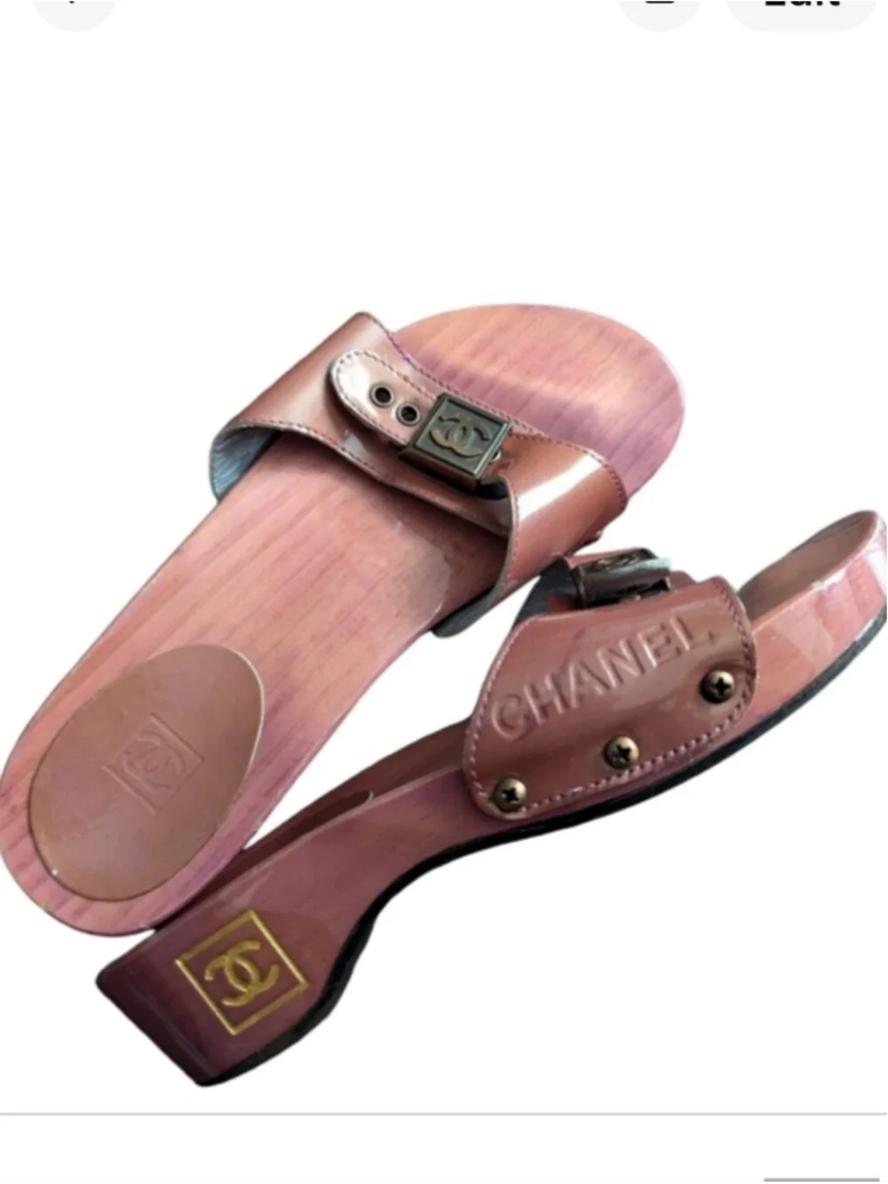 CHANEL Vintage Interlocking CC Logo Clogs